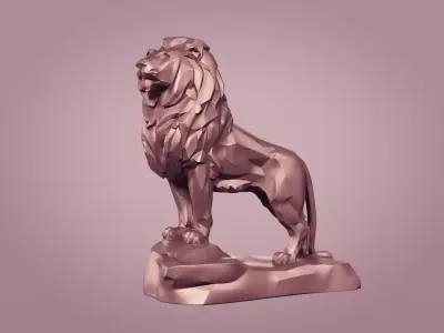 Abstract Lion Statue Figurine Free low-poly 3D model