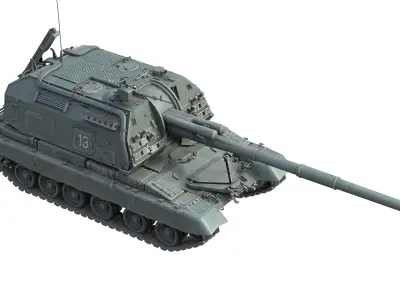 2S19 Msta-S tank Low-poly 3D model