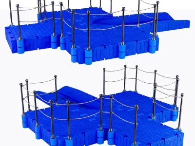 Pontoon plastic modular Low-poly 3D model