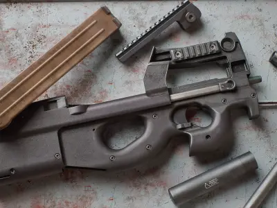 P90 Carbine SMG Low-poly 3D model