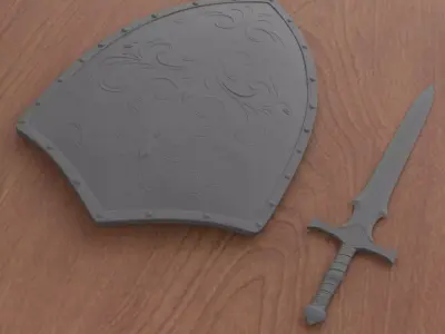 Medieval Fantasy Sword and Shield Pack 3D print model