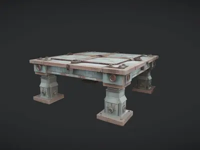 industrial metal platform with four legs 3D model