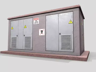 Electric Substation Transformer Building Low-poly 3D model