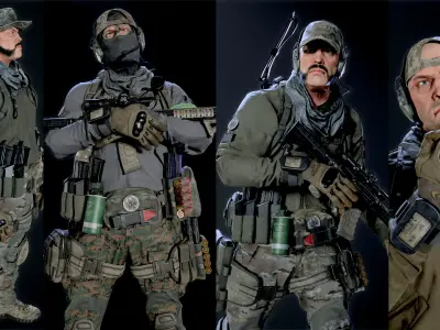 Soldiers-Pack Low-poly 3D model