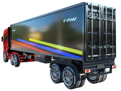 faw truck red 3D model