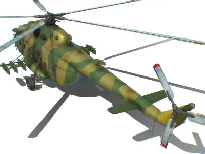 Helicopter MI8 USSR Mil MI Attack Russian Weapon Fly Gun Machine Low-poly 3D model
