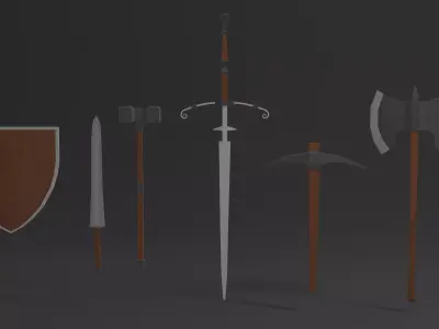 Simple Medieval Weapon Pack Low-poly 3D model