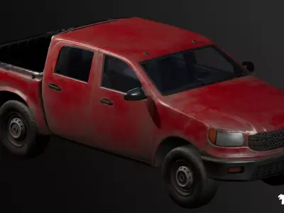 Pickup Truck - Rigged and BP Controllable Low-poly 3D model