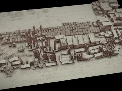 concrete blocks constructions ground photogrammetry Low-poly 3D model