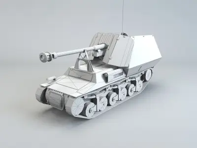 Low Poly Marder I tank destroyer Low-poly 3D model