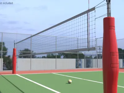  Athletic Volleyball Net System with Safety Padding Red 