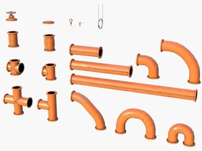 Painted Pipes Low-poly 3D model
