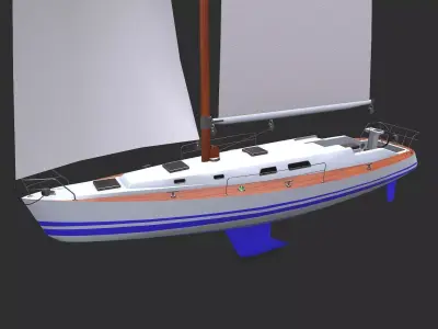 Sailing Yacht Low-poly PBR Low-poly 3D model