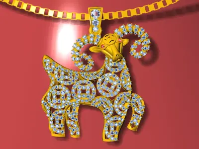 Diamond goat pendant 3D print 3D print model