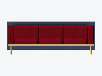 Furniture - Sofa - Contemporary - Flame - Medium Low-poly 3D model