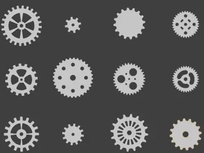Gears set cogwheel icon Low-poly 3D model