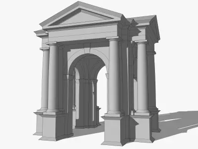 Arched portico in the mas  Tuscan order   Column gazebo Low-poly 3D model