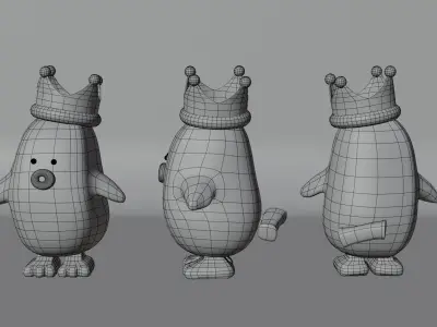 Cute King Banana Chicken Free low-poly 3D model