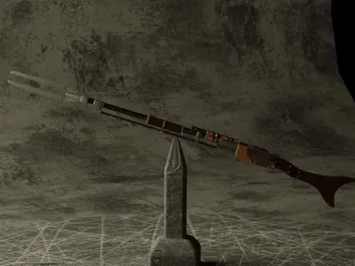 Rifle weapon with wooden handle 3D model