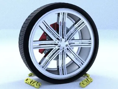 ORTAS CAR RIM 32 GAME READY RIM TIRE AND DISC 3D model