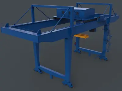 PBR Rail Mounted Gantry Crane RMG V2 - Blue Low-poly 3D model