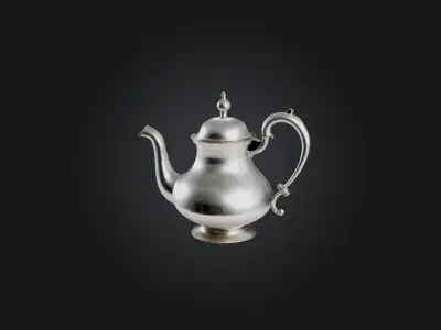 Silver Teapot Model Low-poly 3D model