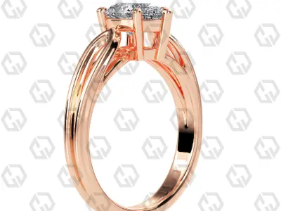 Ring 227 Pear shape split shank solitaire ring with Gems 3D print model