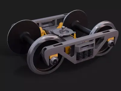 rail truck bogie or railroad wheel truck 3d model 3D model