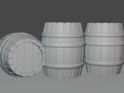 Barrel wooden barrels - wooden barrels Low-poly 3D model