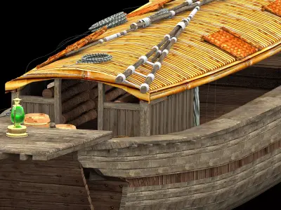 Chinese Junk Fishing Boat  Low-poly 3D model