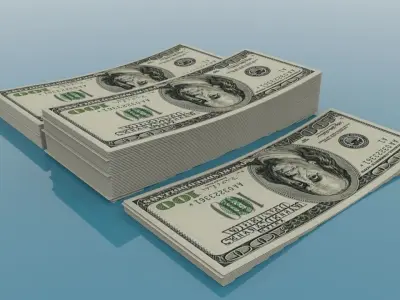 America Dollar 100 Currency Low-poly 3D model