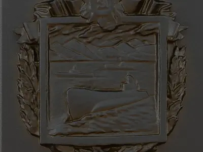 Military Submarine Metal Bas-relief 3D model