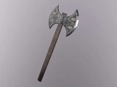  Battle Axe Game ready PBR Free low-poly 3D model Free low-poly 3D model