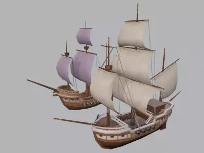 Cartoon Sailboat Low-poly 3D model