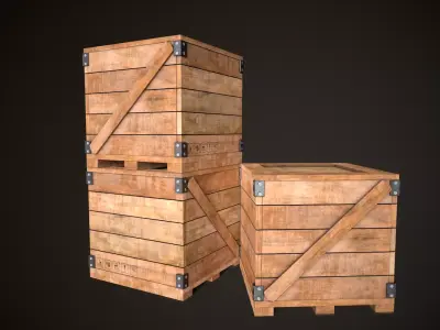Wooden Crate-6 Low-poly 3D model