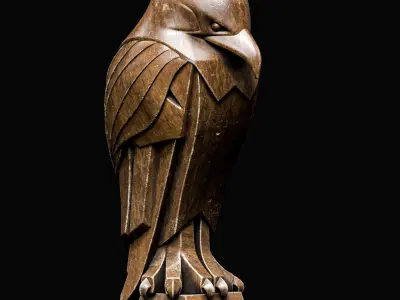 Eagle Bird Statue Sculpture Stylized Art Low-poly 3D model