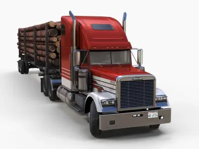 Freightliner Classic log semitruck Low-poly 3D model