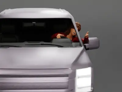 Angry Young Woman in mini shirt screaming In The Car 3D print model
