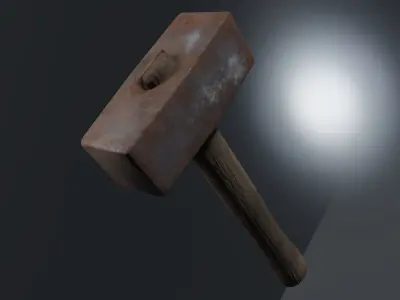 Blacksmiths hammer PBR Lowpoly Game ready Low-poly 3D model