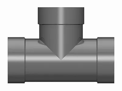 PVC Low Pressure Equal Tees - Socket Ends Free 3D model