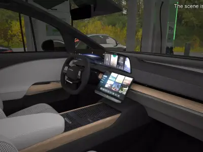 Lucid Gravity Electric SUV with Ultrafast EV Boost Charger 3D model