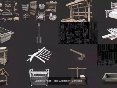 Medieval Farm Tools Collection 3D Model Pack