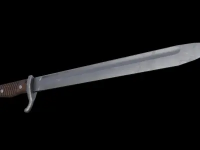 German bayonet Seitengewehr 1898 1905 S98 05 Low-poly 3D model