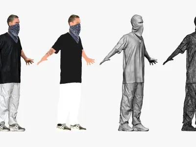 001248 young man in gangster style of wear Low-poly 3D model