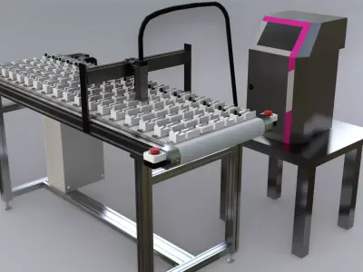 Conveyor System with Marking Unit and Presence Sensor 3D model