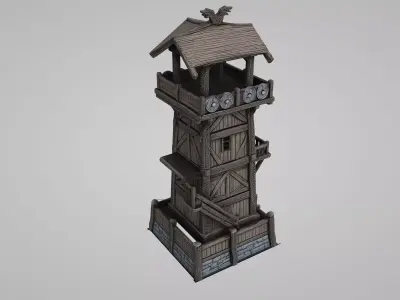 Medieval Viking War Watchtower 3D Model Low-poly 3D model