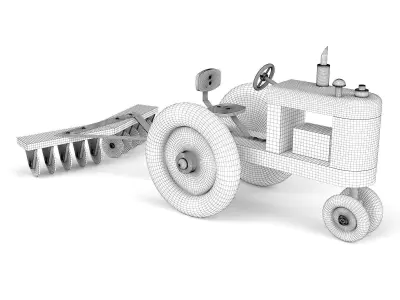Wooden toy tractor 11 3D model