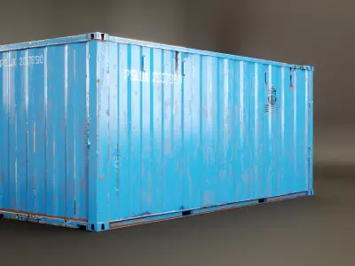 Intermodal Shipping Container 20-foot-long Rusted Low-poly 3D model