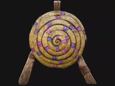 Medieval Wooden Straw Dummy for Training  Fair Castle Props Low-poly 3D model