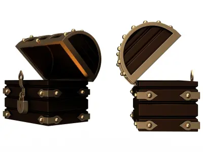 Chest Treasure Opened Low-poly 3D model